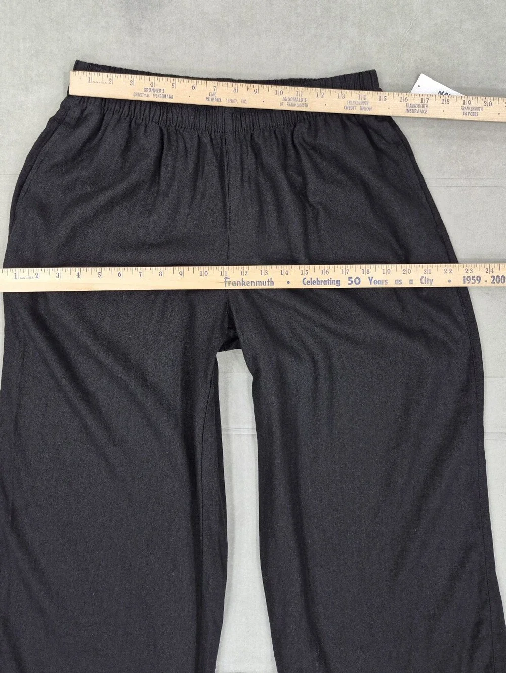 Old Navy Super Wide Leg Linen blend pants women's medium black high rise pull on